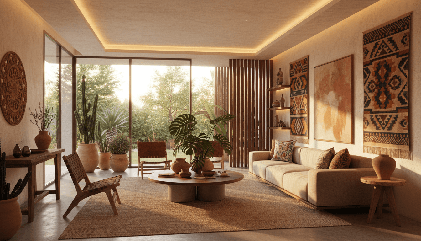 Sala moderna elegantemente iluminada con luz LED cálida