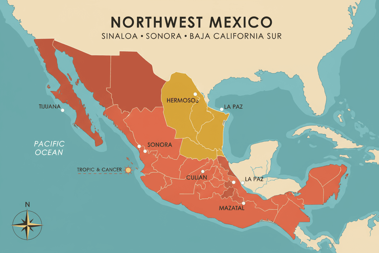 Mapa de cobertura en Sinaloa, Sonora y BCS
